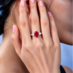 Oval cut lab grown ruby three stones engagement ring 6 Oval cut lab grown ruby three stones engagement ring