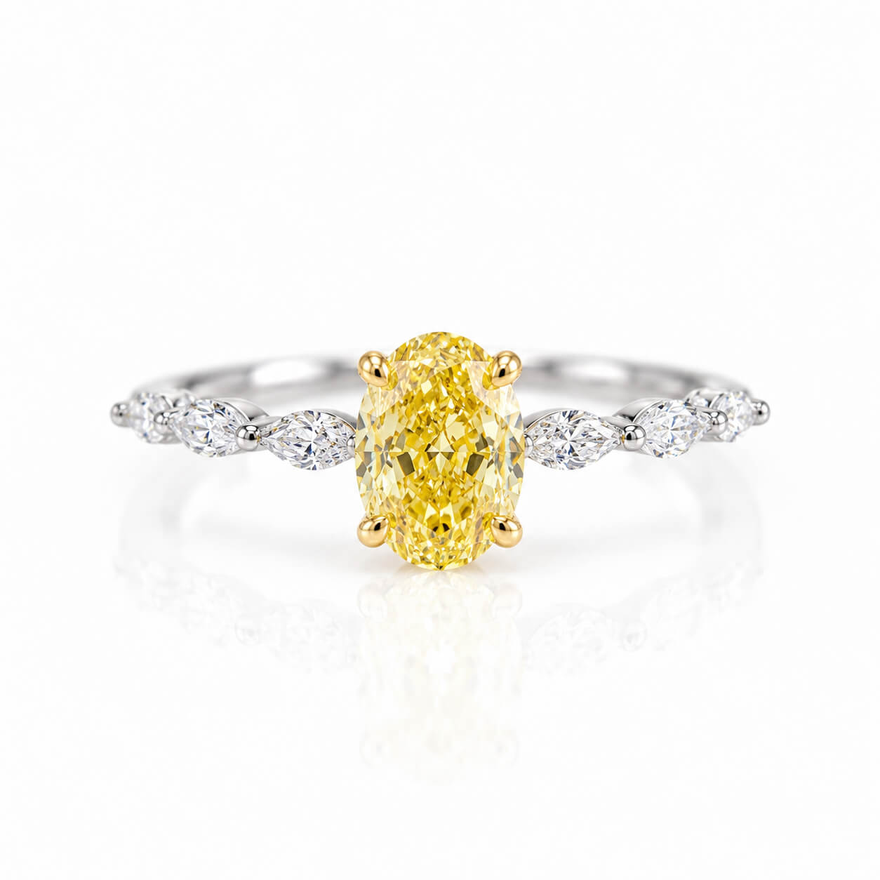 Oval cut lab grown yellow diamond engagement ring Oval cut lab grown yellow diamond engagement ring