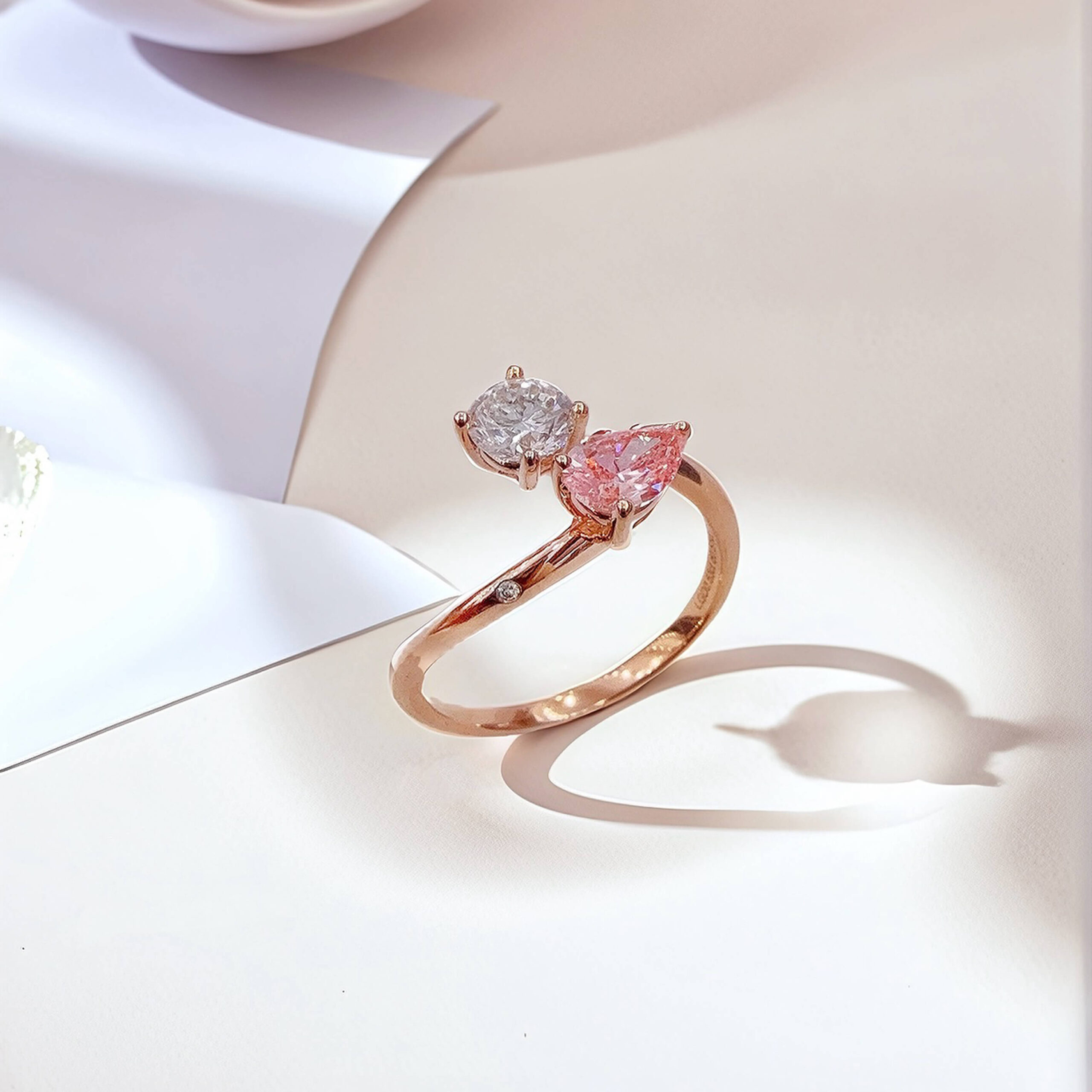 Pear and round cut lab grown diamond engagement ring Pear and round cut lab grown diamond engagement ring