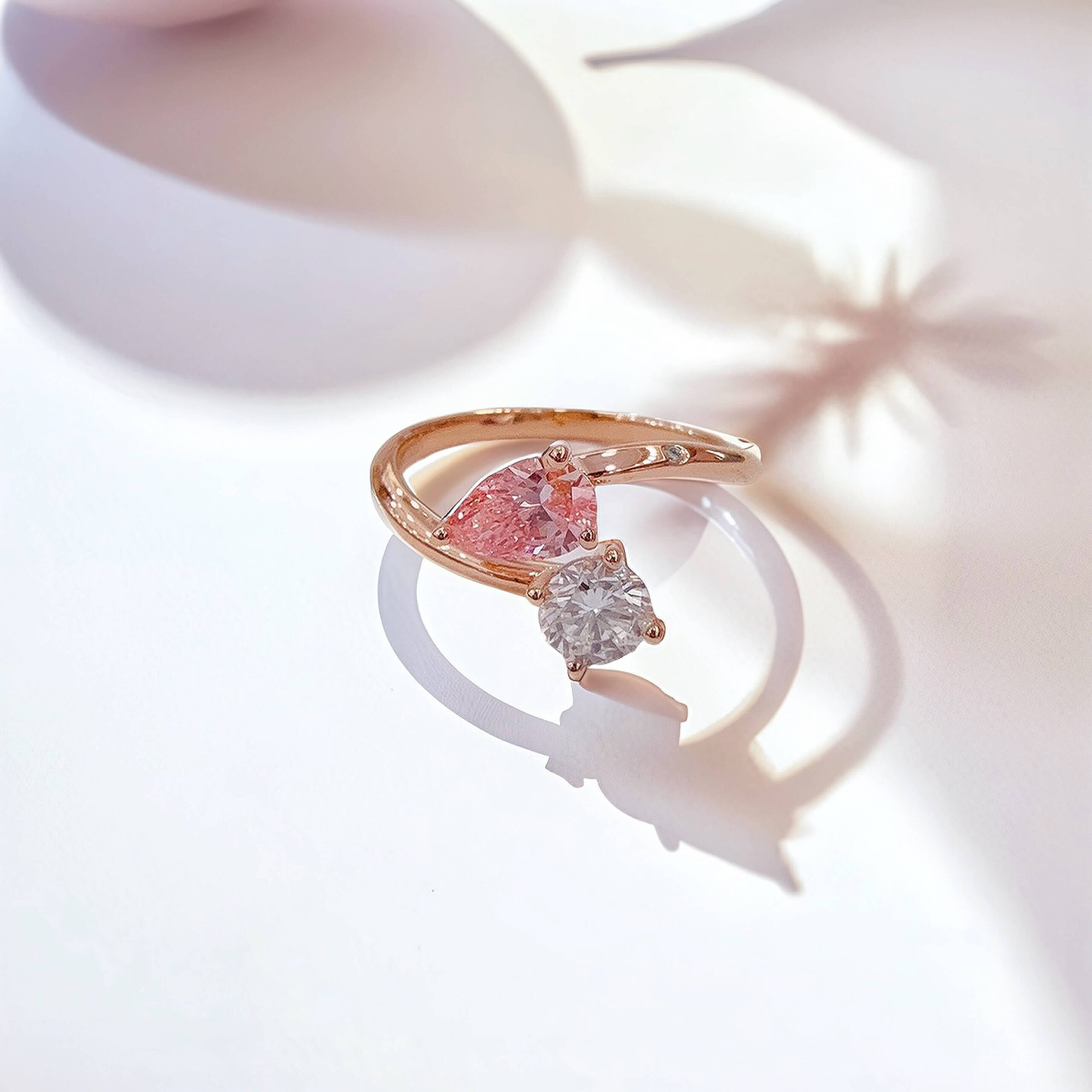 Pear and round cut lab grown diamond engagement ring Pear and round cut lab grown diamond engagement ring