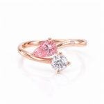 Pear and round cut lab grown diamond engagement ring 1 Pear and round cut lab grown diamond engagement ring