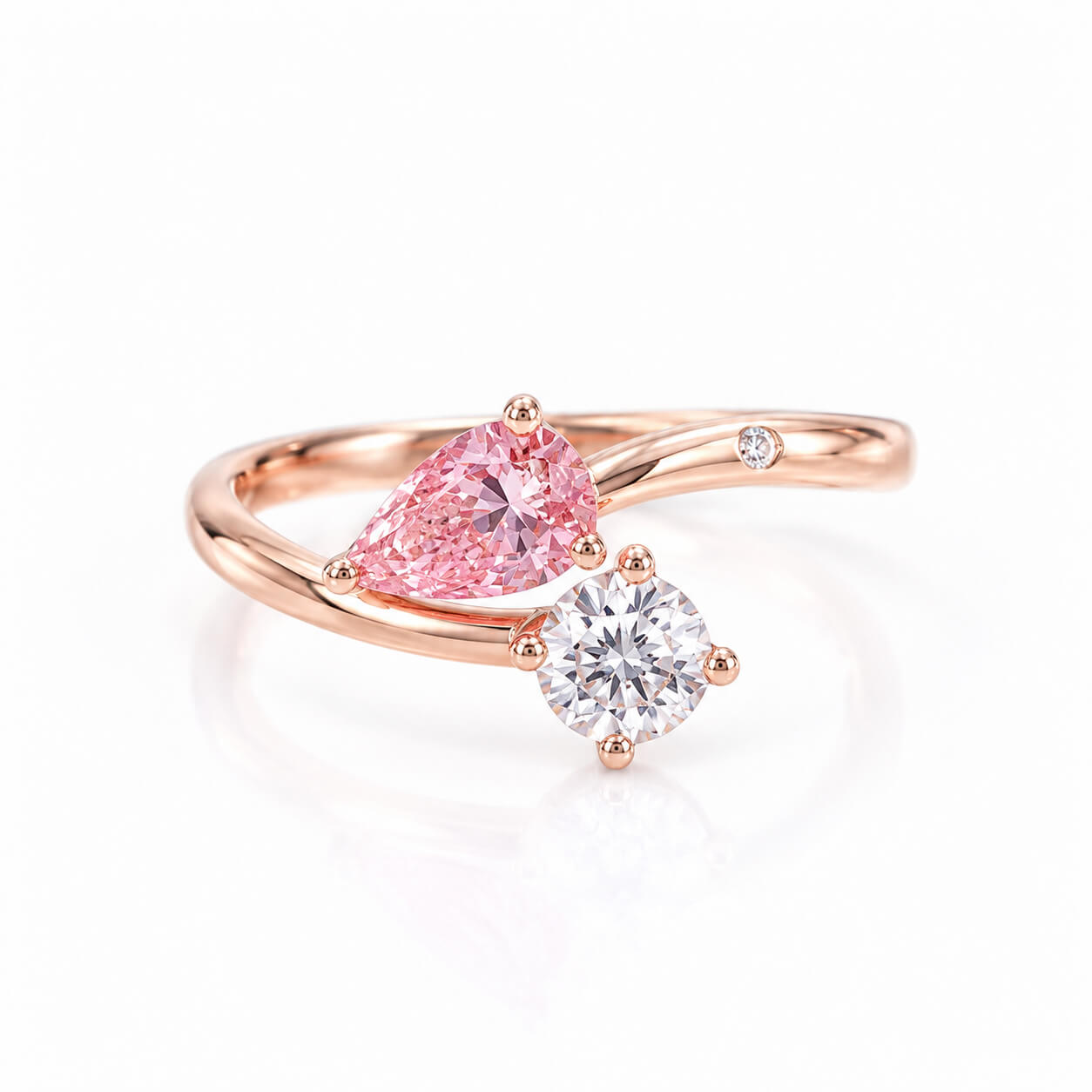 Pear and round cut lab grown diamond engagement ring Pear and round cut lab grown diamond engagement ring