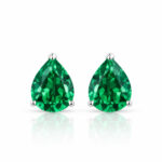 Pear cut lab grown emerald earrings stud 1 Pear cut lab grown emerald earrings stud