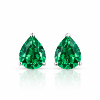 Pear cut lab grown emerald earrings stud