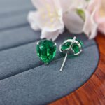 Pear cut lab grown emerald earrings stud 3 Pear cut lab grown emerald earrings stud