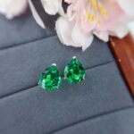 Pear cut lab grown emerald earrings stud 2 Pear cut lab grown emerald earrings stud