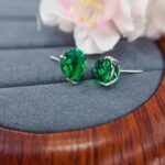 Pear cut lab grown emerald earrings stud 4 Pear cut lab grown emerald earrings stud