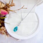 Pear cut lab grown paraiba pendant necklace