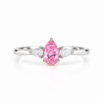 Pear cut lab grown pink diamond three stones engagement ring 1 Pear cut lab grown pink diamond three stones engagement ring