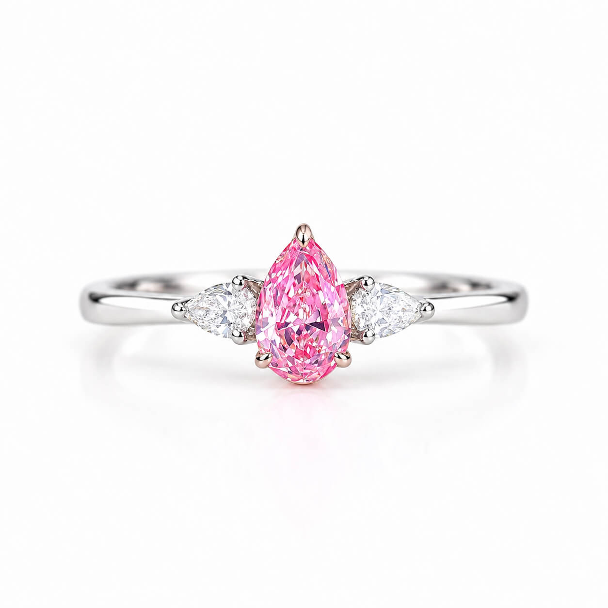 Pear cut lab grown pink diamond three stones engagement ring Pear cut lab grown pink diamond three stones engagement ring