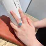Radiant cut lab grown Paraiba engagement ring