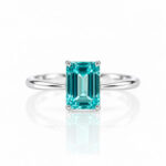 Radiant cut lab grown Paraiba engagement ring