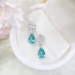 Snowflake design pear cut lab grown Paraiba earrings stud 4 Snowflake design pear cut lab grown Paraiba earrings stud