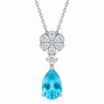 Snowflower design pear cut lab grown paraiba pendant necklace 1 Snowflower design pear cut lab grown paraiba pendant necklace