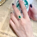 Vintage design lab grown emerald engagement ring