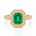 Vintage design lab grown emerald engagement ring