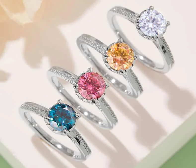 anel de noivado clássico Moissanite